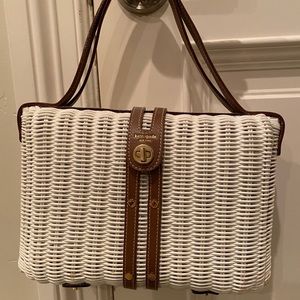 Kate spade painted white wicker handbag